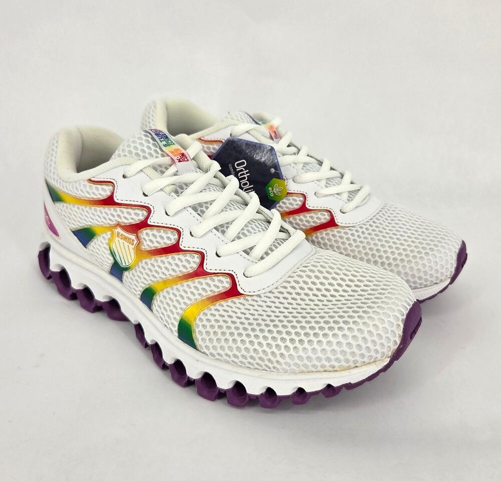 NEW K-Swiss Tubes Comfort 200 Training Shoe Women's 9 White Rainbow Purple